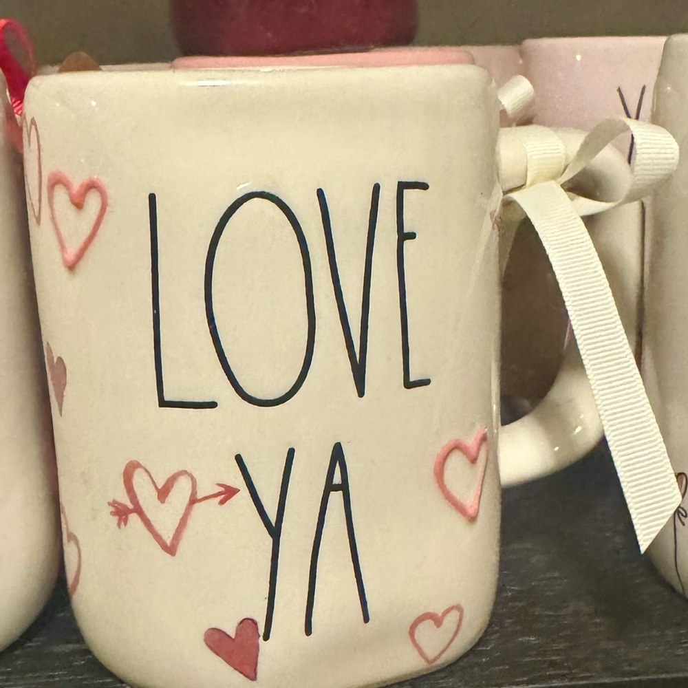 Rae Dunn Love Ya Mug - Cream with Pink Hearts